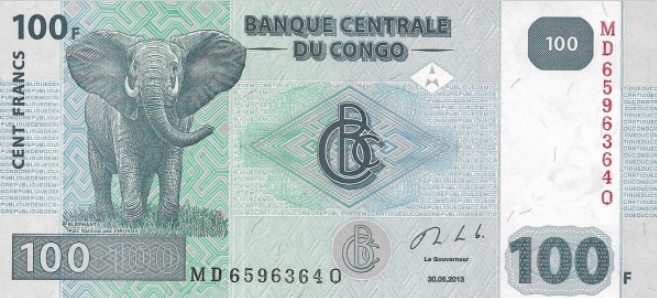 P 98b Congo Dem. Rep. - 100 Francs Year 2013